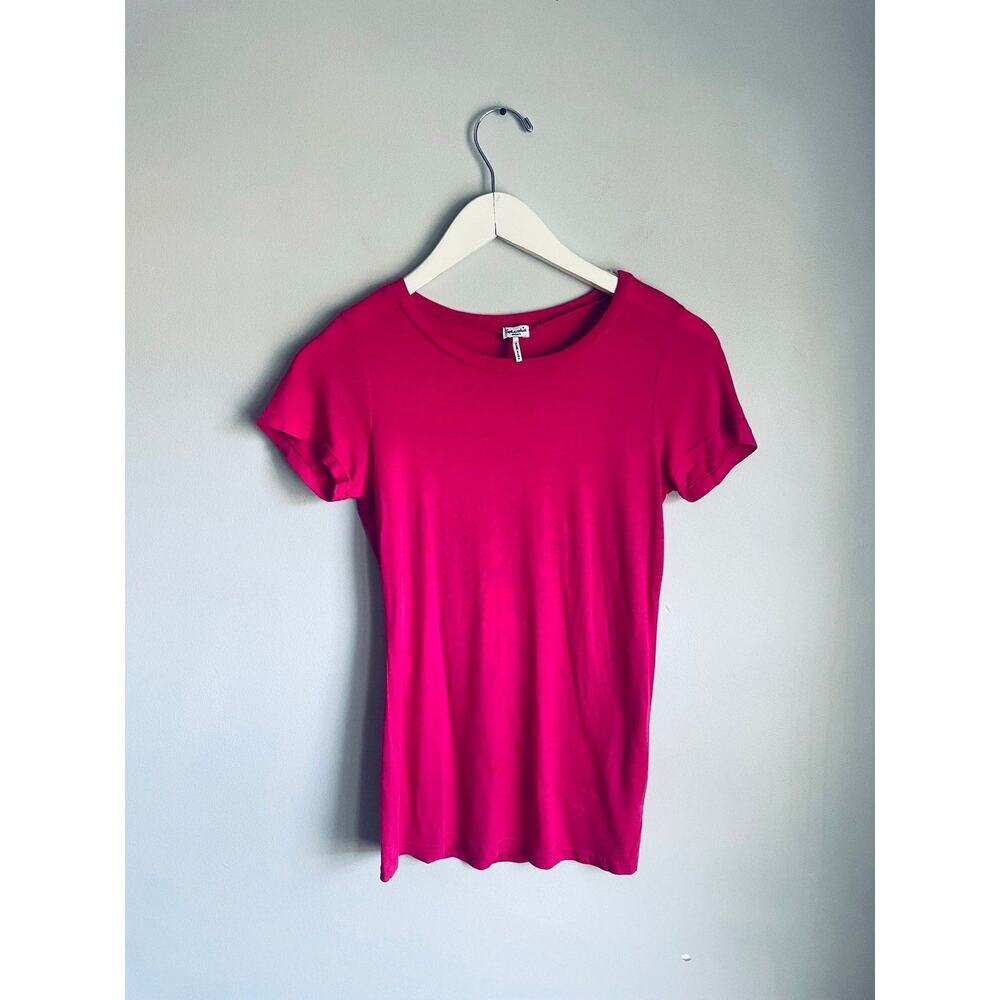 Women's Splendid Basic Barbie Pink Ribbed T-shirt Size Small